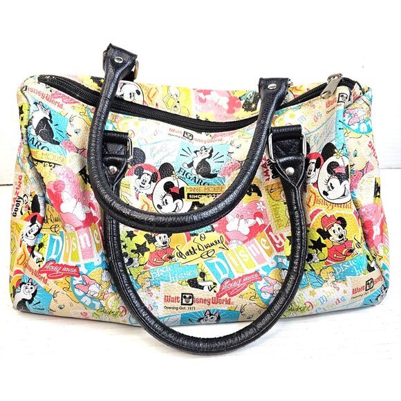 Disney Multicolor Printed Handbag With Black Accents & Dual Handles Y2K - Picture 11 of 14